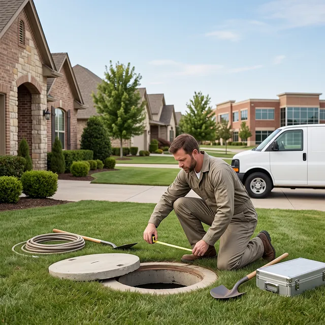 Septic technician at work in the Tulsa area
